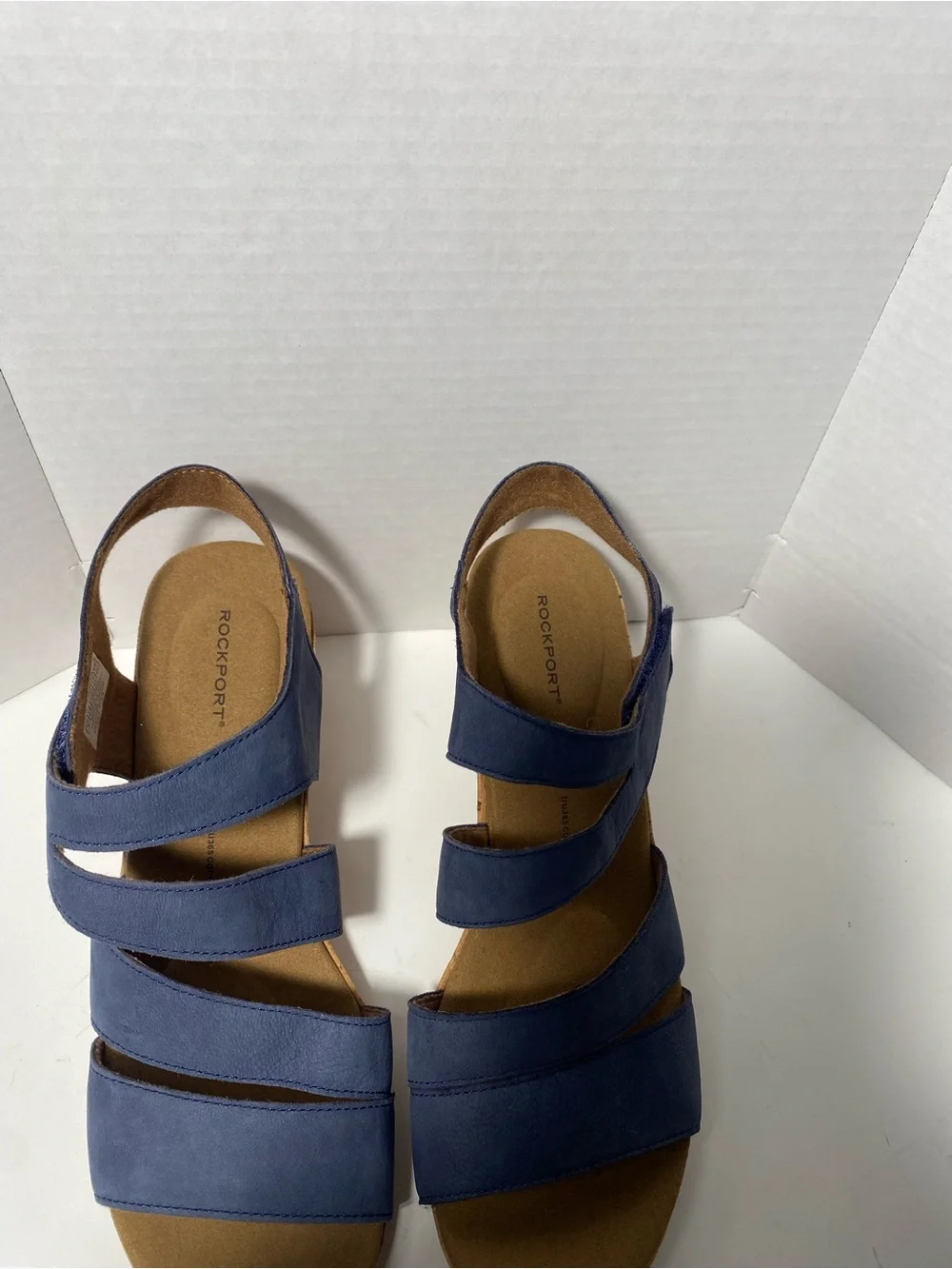 Rockport Briah platform wedge heel sandals Nubuck leather Blue Sz 9